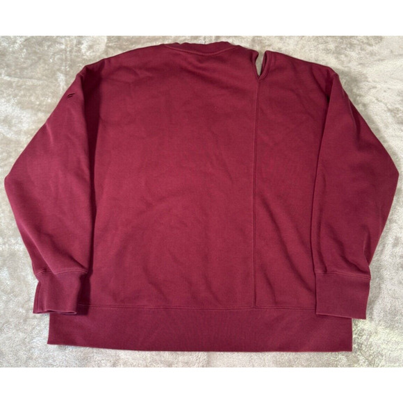 Fabletics Burgundy Split Shoulder Fleece Sweatshirt Athletic Workout Womens XL - Picture 2 of 6